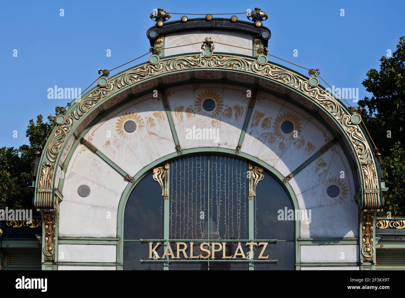 Facade detail of Karlsplatz underground station/cafe 1898, Vienna (Wien), Austria Stock Photo