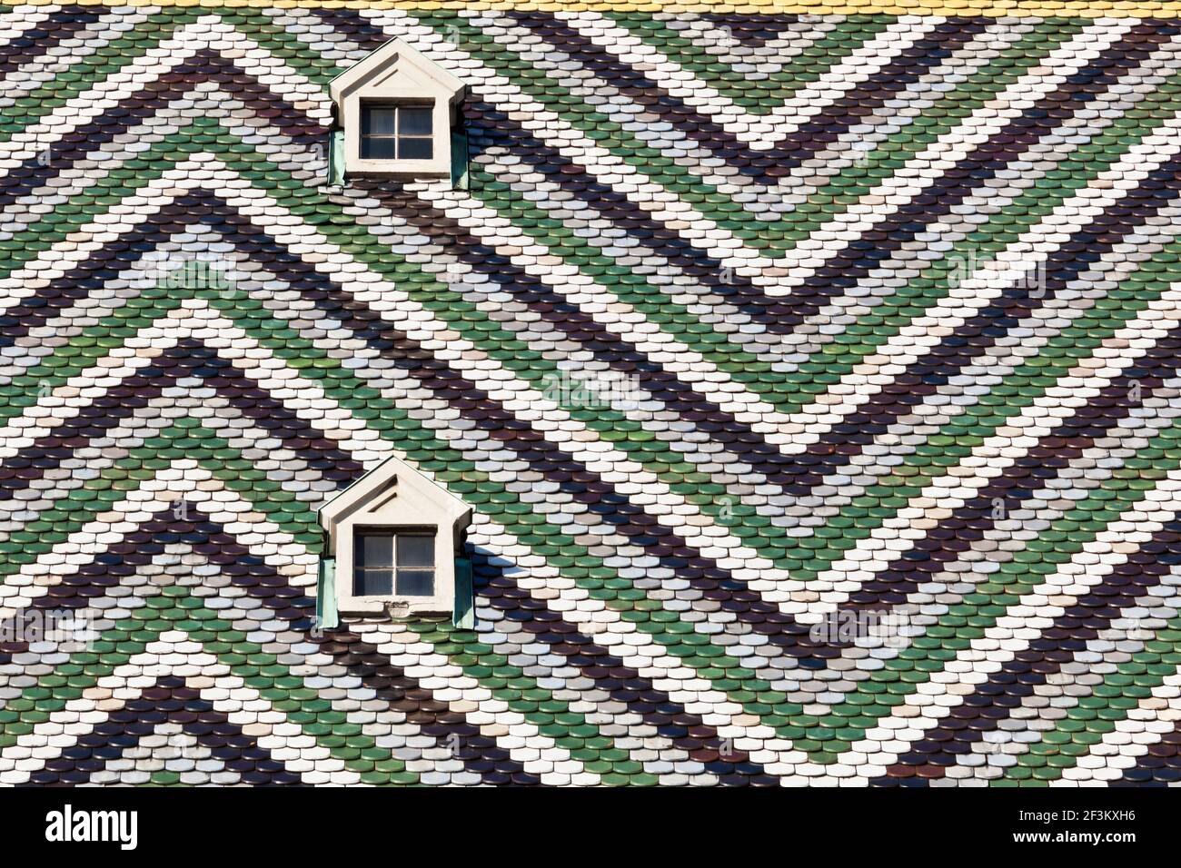 Traditional Viennese tiles create a striking pattern on the roof of the ...