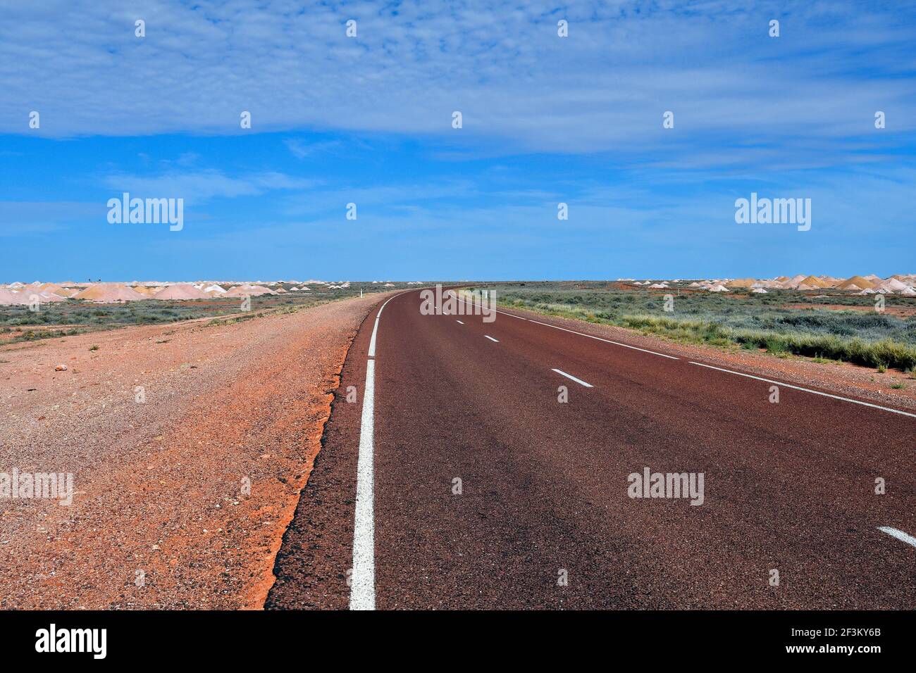 Australia, Coober Pedy, Stuart highway in midst opal mining fields Stock Photo