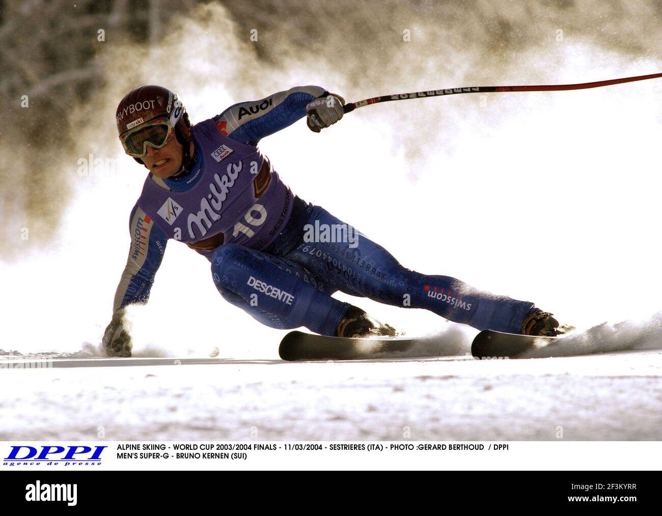 ALPINE SKIING - WORLD CUP 2003/2004 FINALS - 11/03/2004 - SESTRIERES (ITA) - PHOTO :GERARD BERTHOUD / DPPI MEN'S SUPER-G - BRUNO KERNEN (SUI) Stock Photo