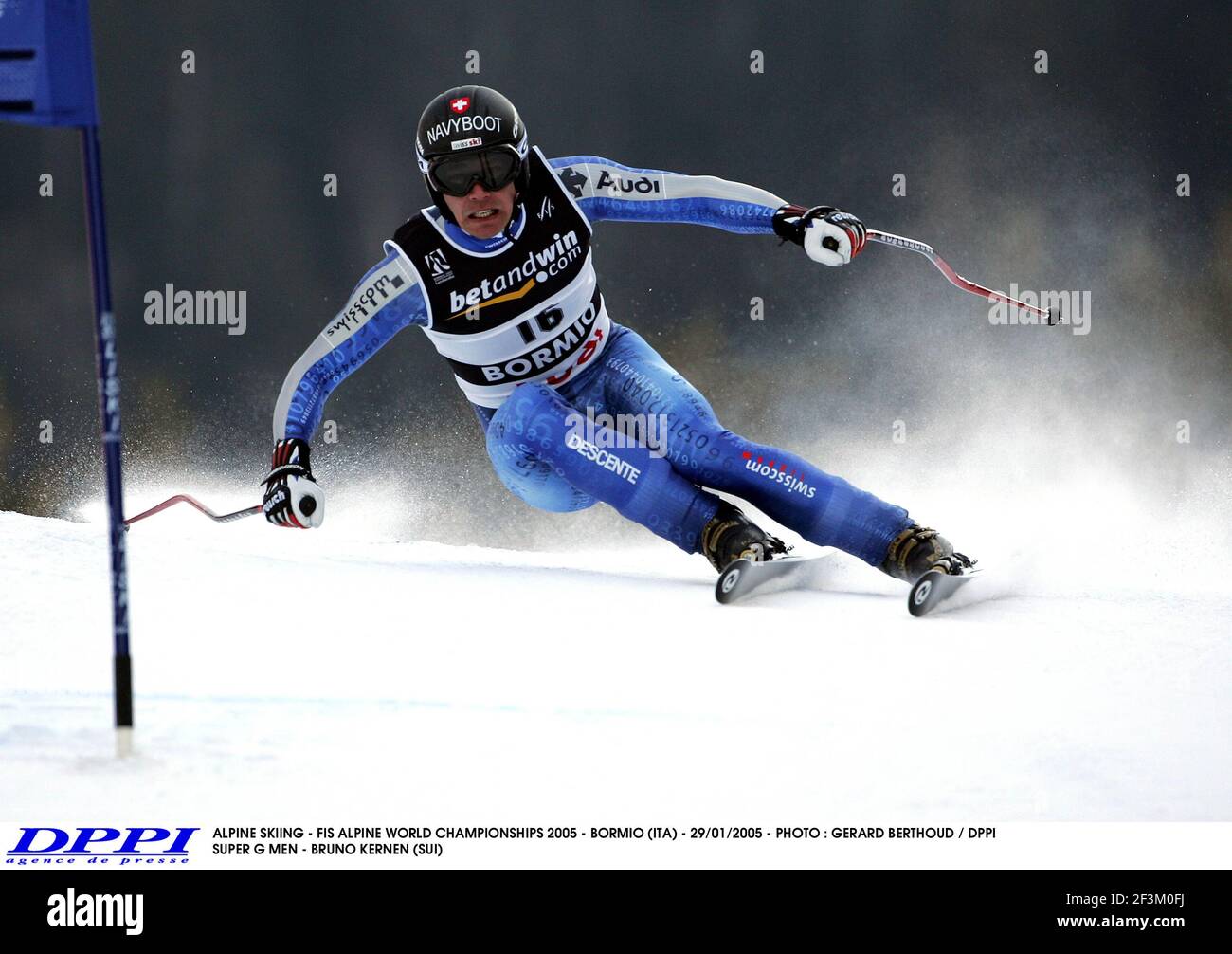 ALPINE SKIING - FIS ALPINE WORLD CHAMPIONSHIPS 2005 - BORMIO (ITA) - 29/01/2005 - PHOTO : GERARD BERTHOUD / DPPI SUPER G MEN - BRUNO KERNEN (SUI) Stock Photo