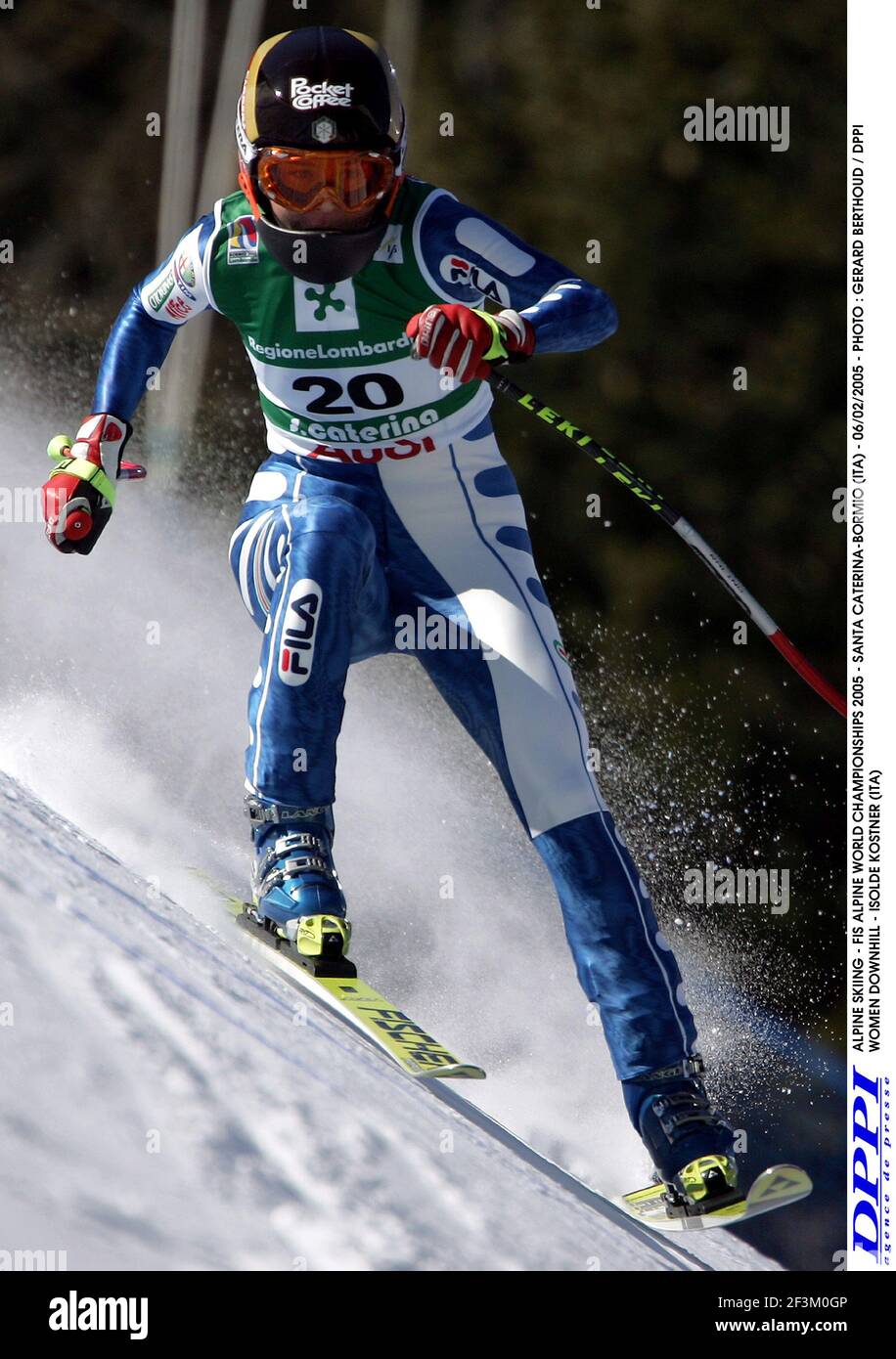 ALPINE SKIING - FIS ALPINE WORLD CHAMPIONSHIPS 2005 - SANTA CATERINA-BORMIO (ITA) - 06/02/2005 - PHOTO : GERARD BERTHOUD / DPPI WOMEN DOWNHILL - ISOLDE KOSTNER (ITA) Stock Photo