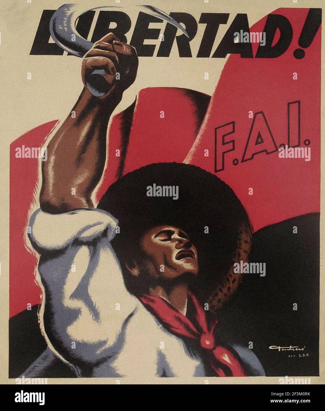Spanish Civil War propaganda poster. Freedom! 1936-1939 Stock Photo