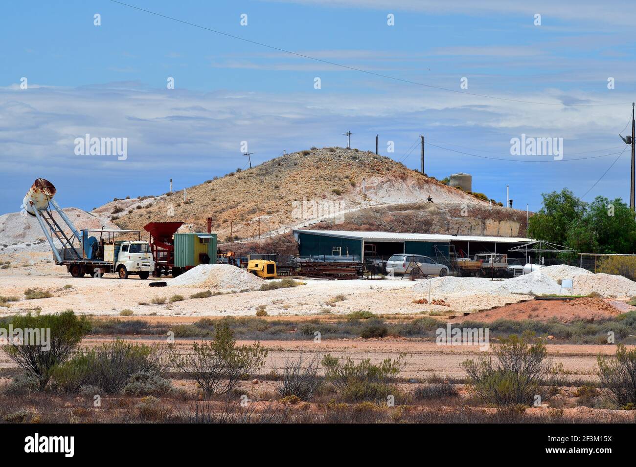 Australia, Coober Pedy, different equipment for opal mining Stock Photo ...