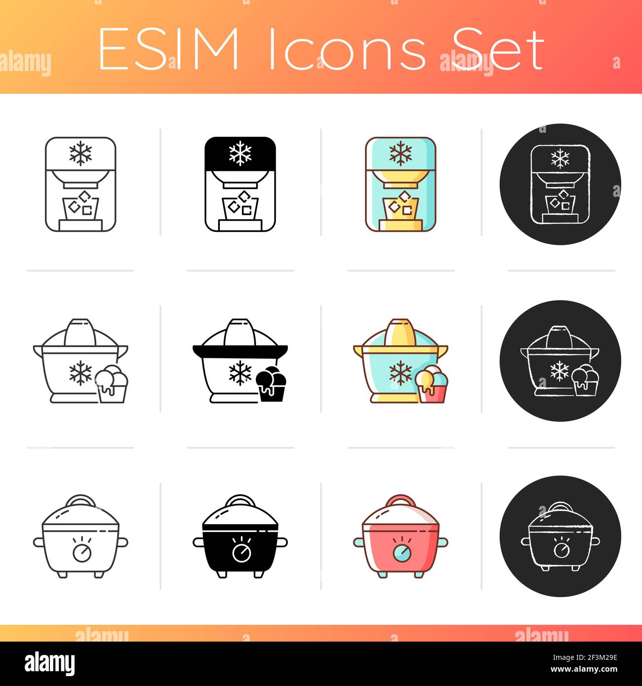 Home cooking appliance icons set Stock Vector