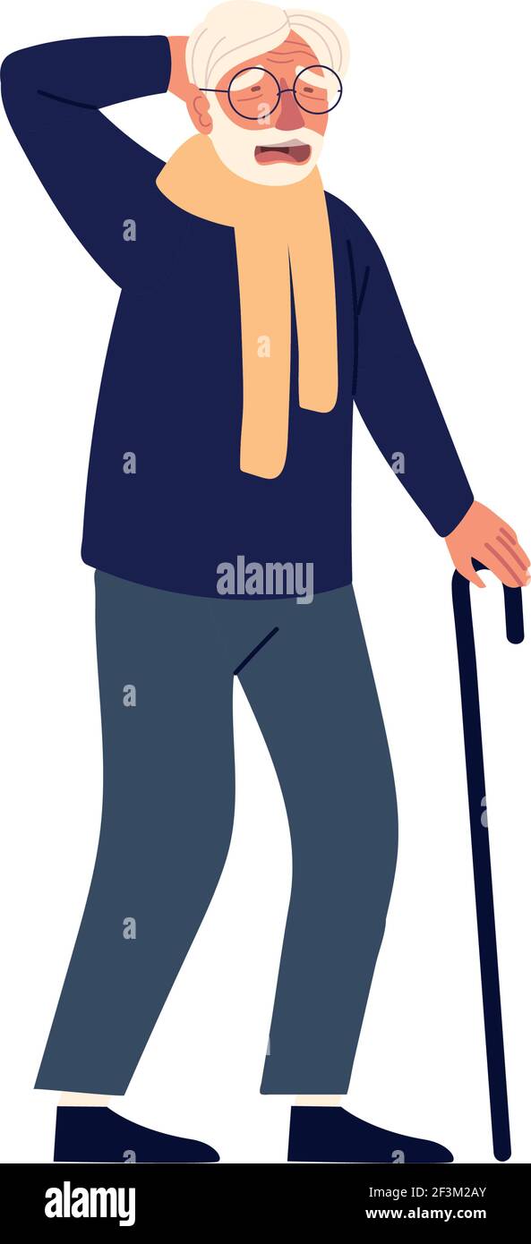 confused older man walk stick Stock Vector Image & Art - Alamy