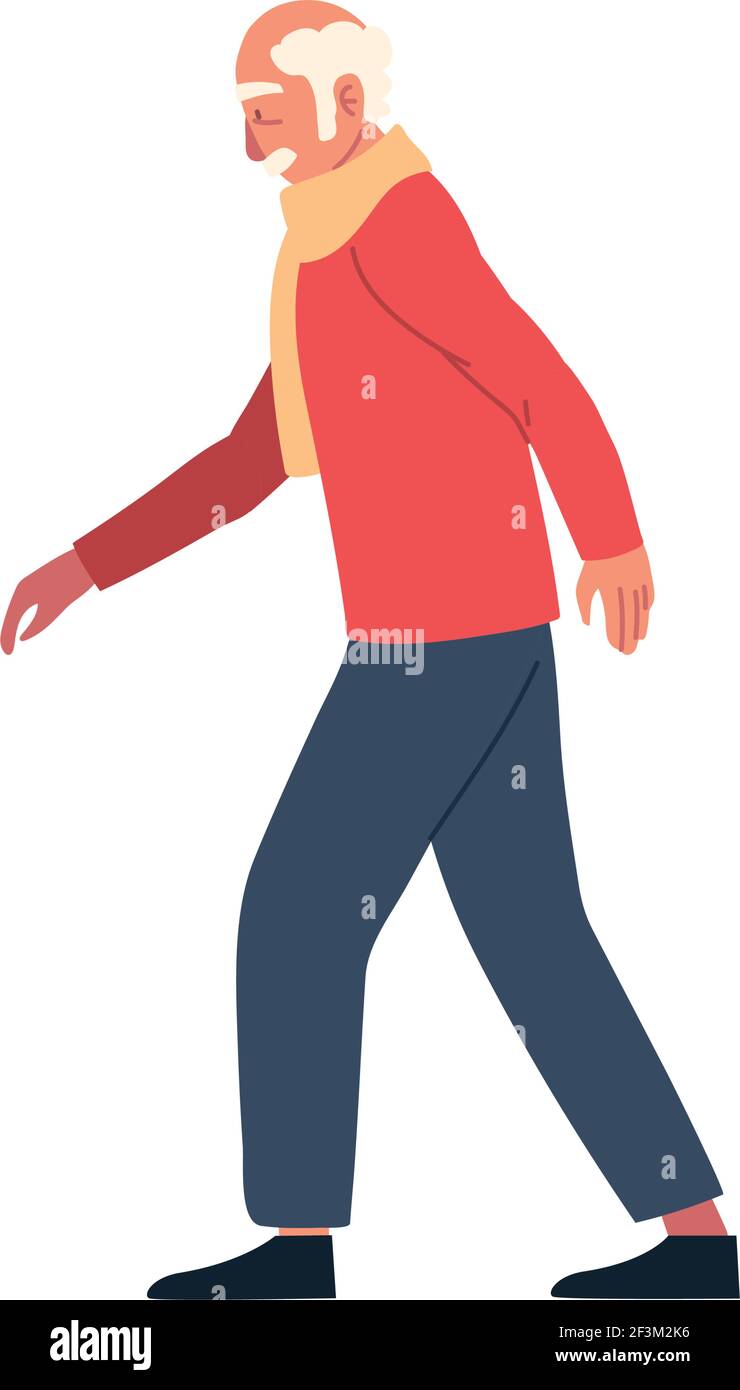 old man grandpa walking isolated Stock Vector Image & Art - Alamy