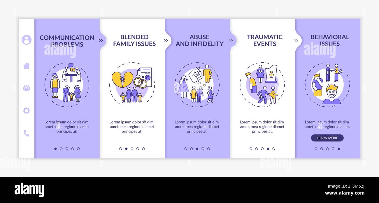 Online family therapy types onboarding vector template Stock Vector