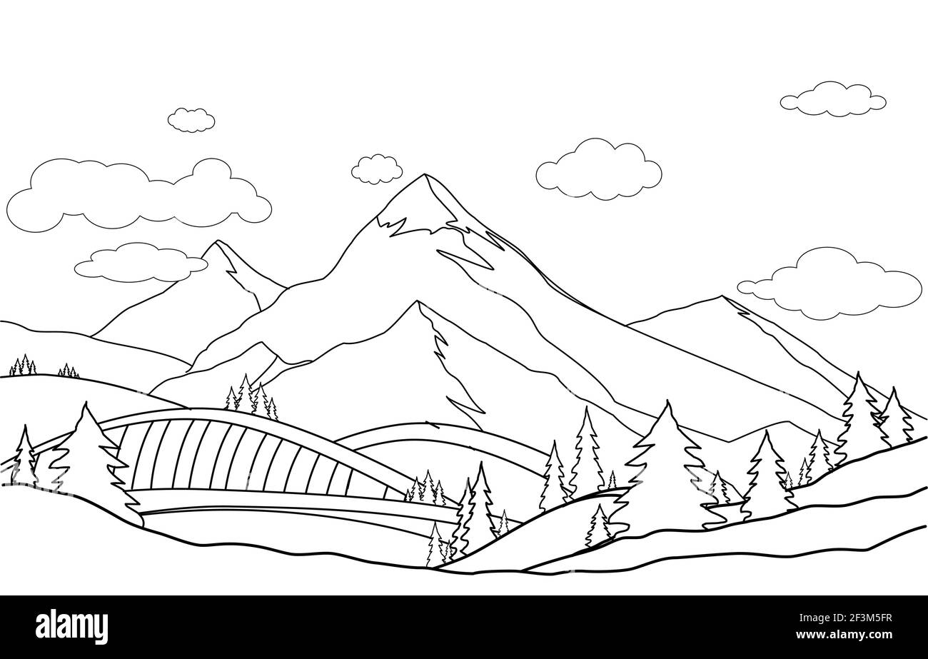 Scenic Landforms Clip Art Collection- Color/Blackline-Commercial Use Images