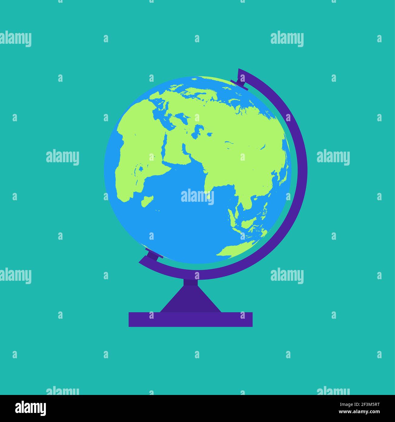 Globe isolated on green background Stock Vector