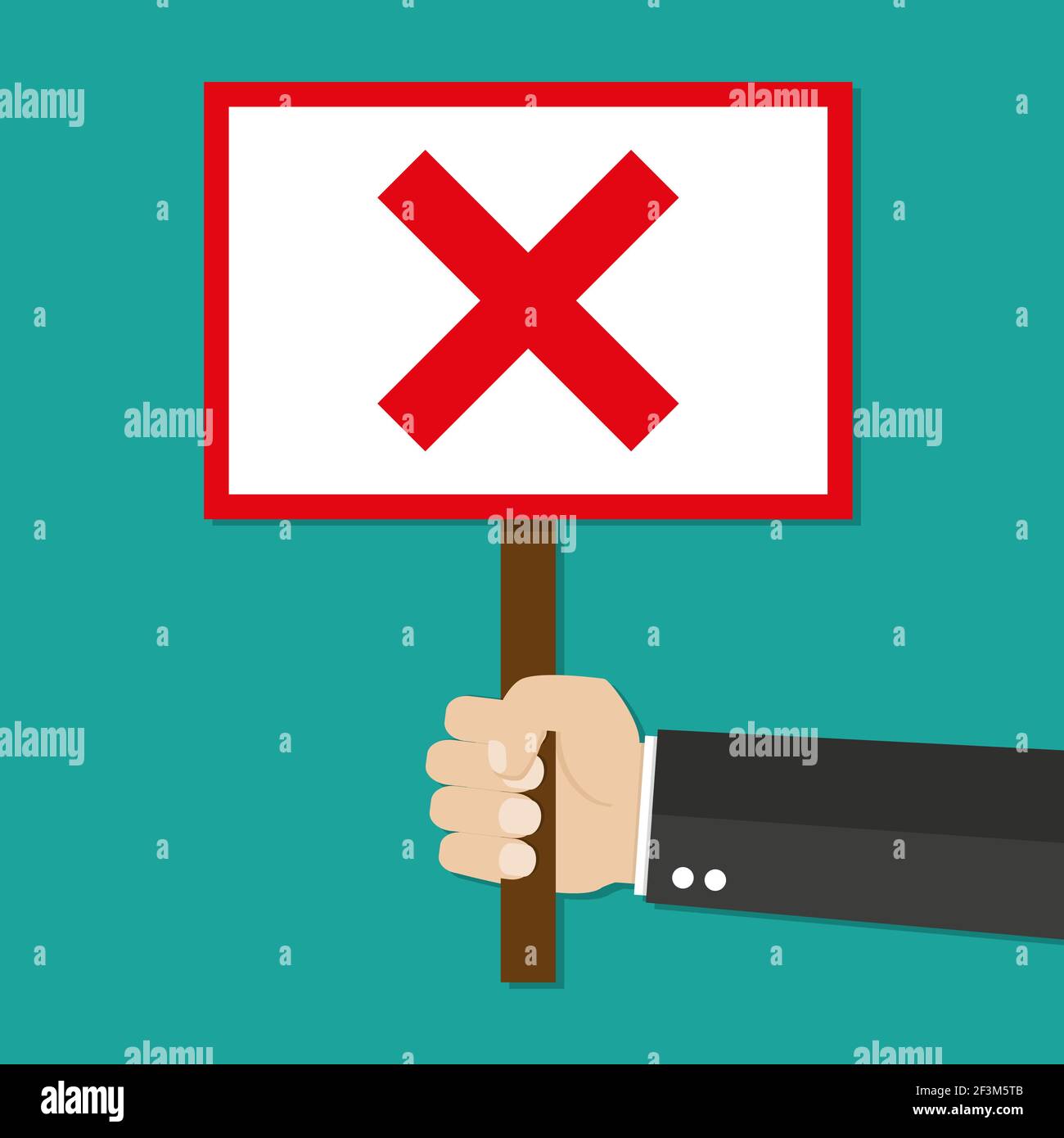Cartoon Businessman hand hold sign with red cross Stock Vector Image & Art  - Alamy