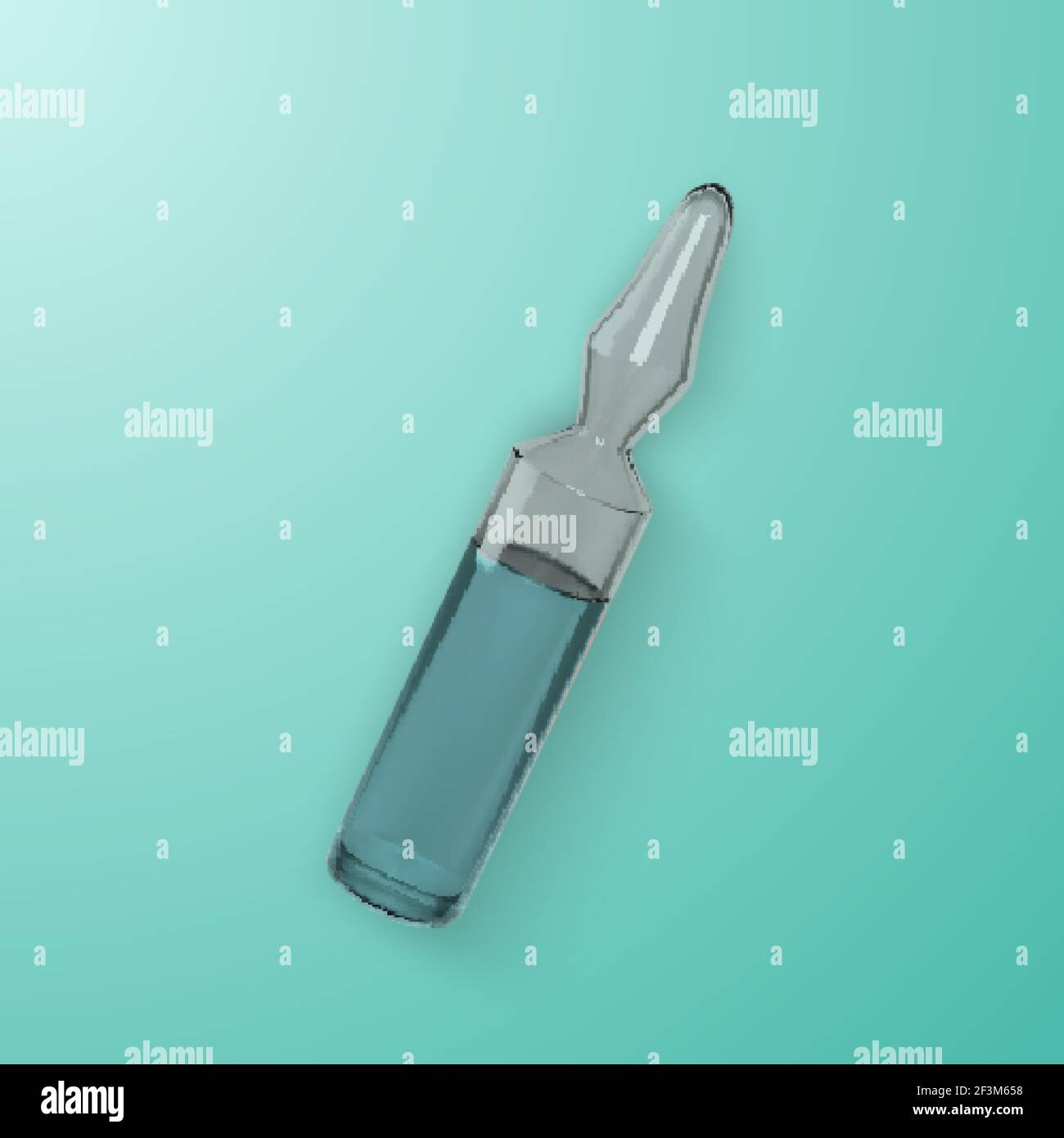 Ampoule with medical drug. Glass realistic bottle with medicament