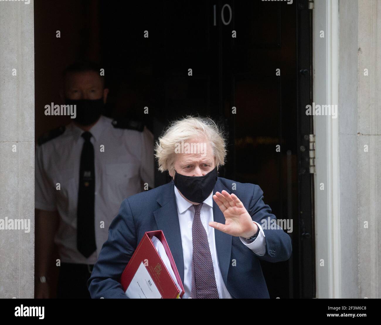 London, UK. 17th Mar, 2021. UK Prime Minister, Boris Johnson, leaves Number 10 Downing Street, to go to the House of Commons for Prime Minister's Questions. He will face Keir Starmer across the despatch box. Credit: Mark Thomas/Alamy Live News Stock Photo
