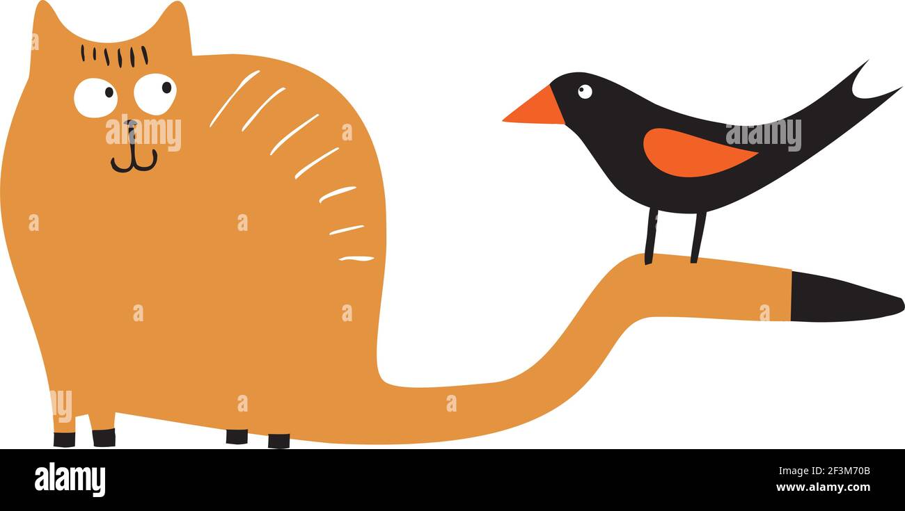 Funny cat and bird cartoon characters Stock Vector Image & Art Alamy