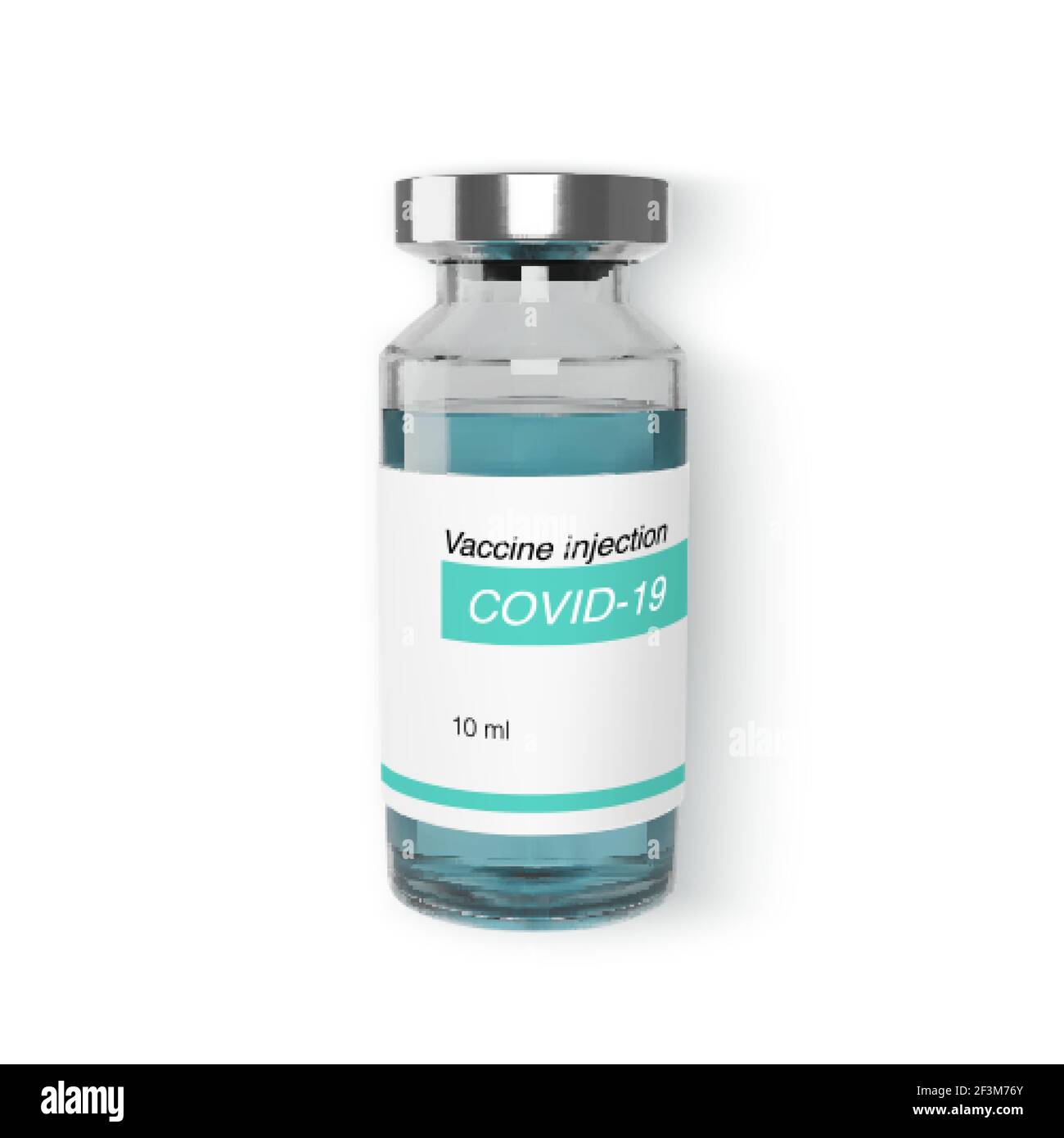 Vaccine in glass bottle realistic template. Protection from virus covid-19. Vaccination and treatment. Vector Stock Vector