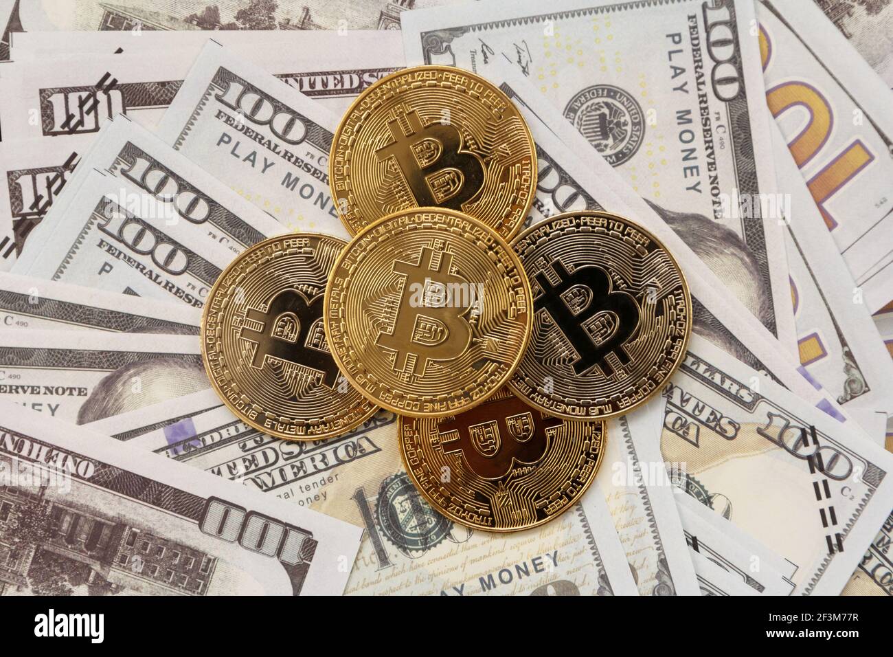 Bitcoin on the mock up cash. Cryptocurrency digital money Concept Stock  Photo - Alamy