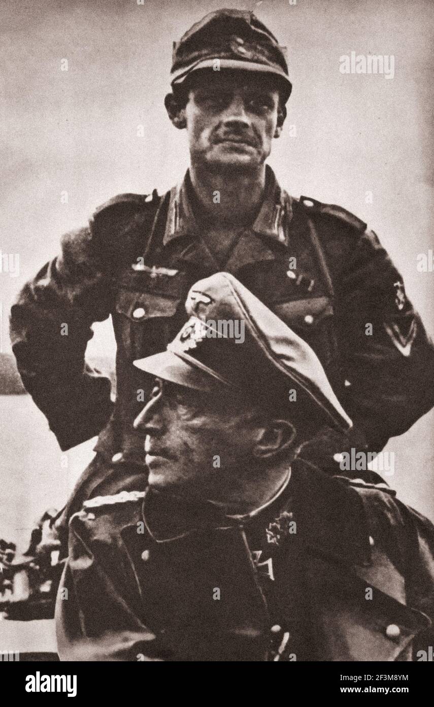 World War II period from German propaganda news. General von Briesen on Eastern Front (USSR, Ukraine, Dnieper River). 1941 Kurt von Briesen (1886 – 20 Stock Photo