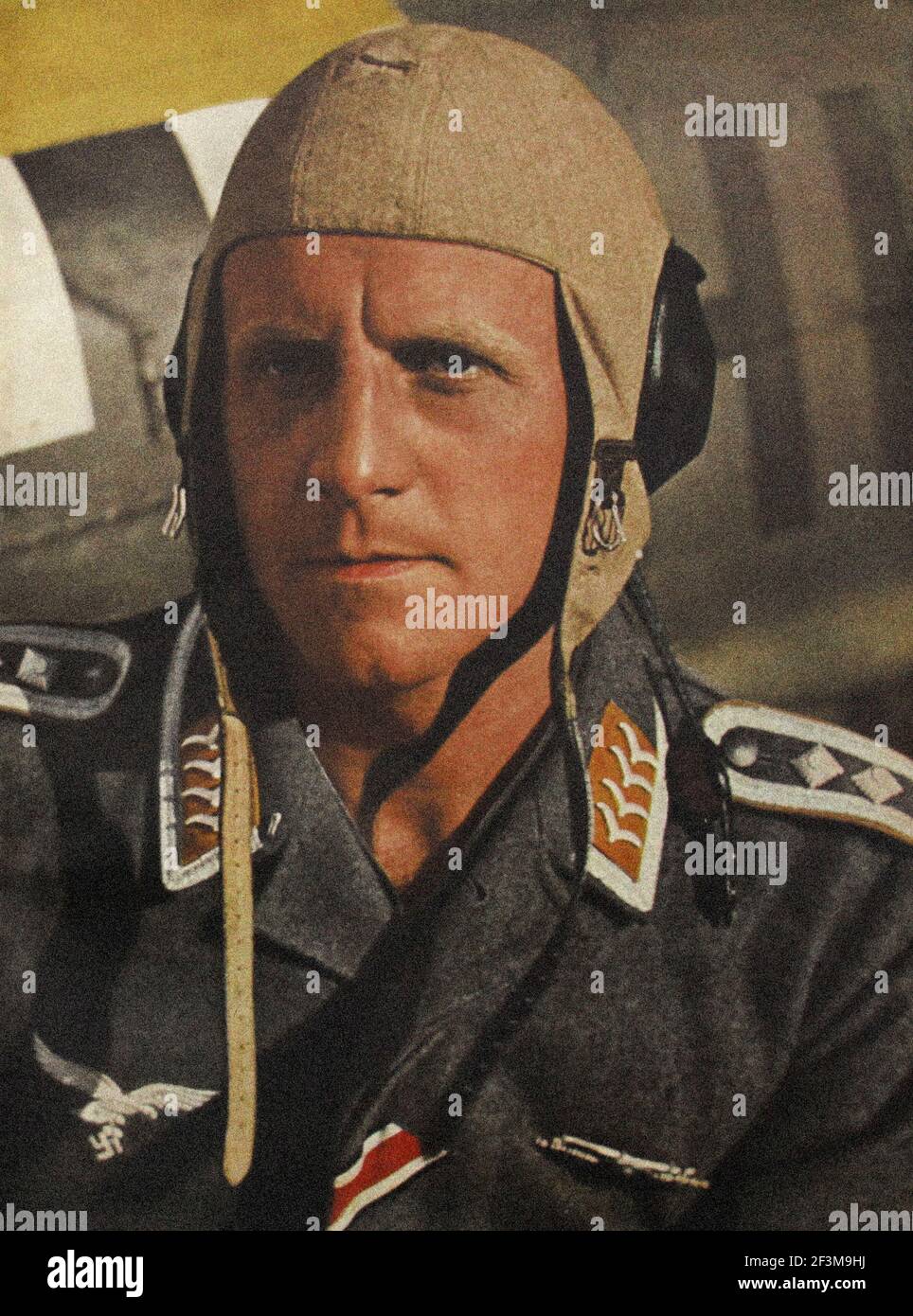 World War II period from German propaganda news. German Luftwaffe pilot of Rommel's African corps. 1942 Stock Photo