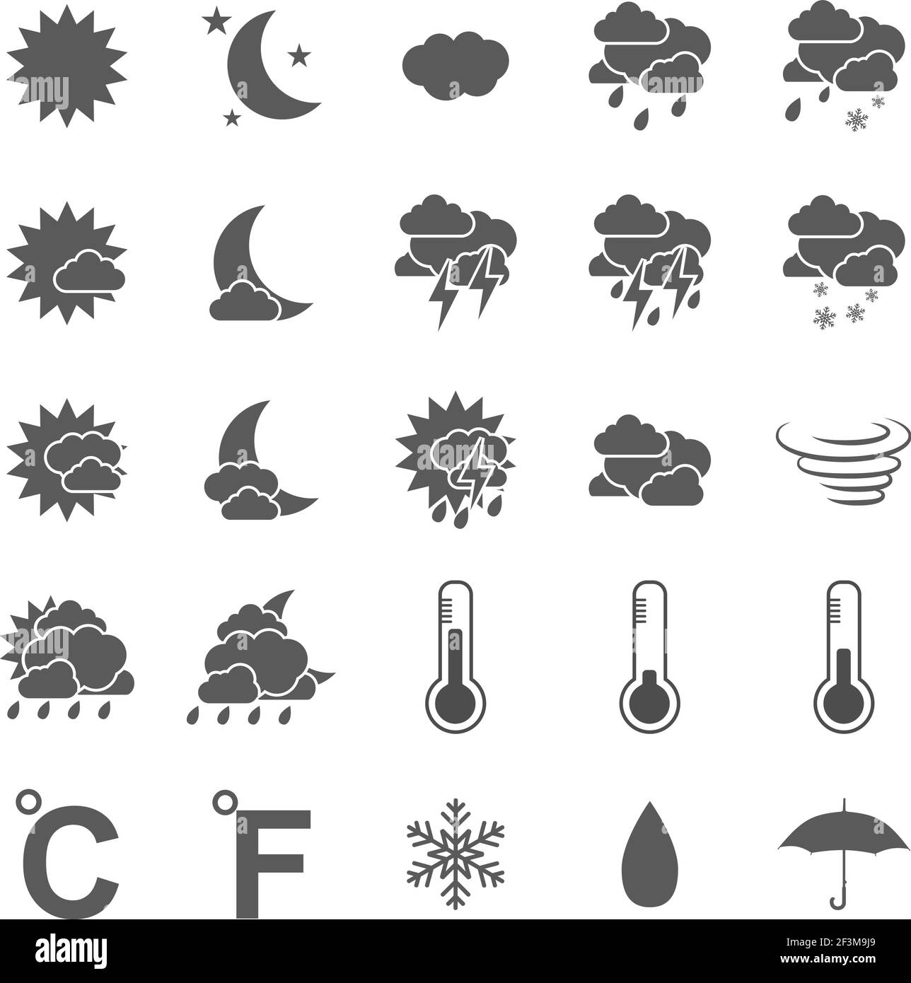 weather icon set black on white background Stock Vector Image & Art - Alamy
