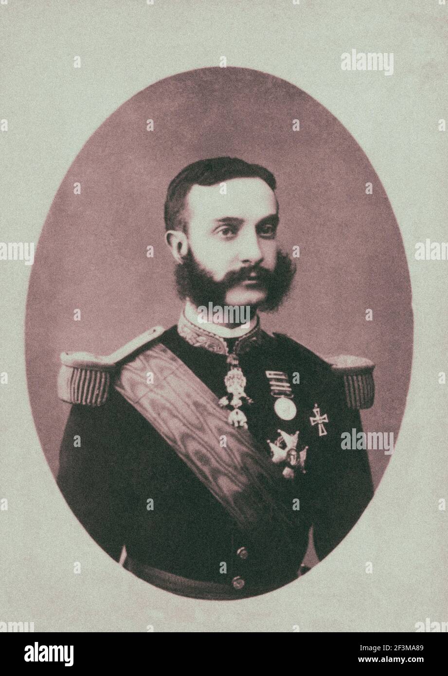 Alfonso XII (1857 – 1885), also known as El Pacificador or the Peacemaker, was King of Spain, reigning from 1874 to 1885. After a revolution that depo Stock Photo