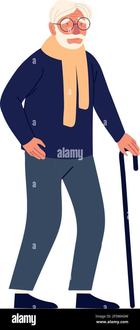 old man walking with cane Stock Vector Image & Art - Alamy