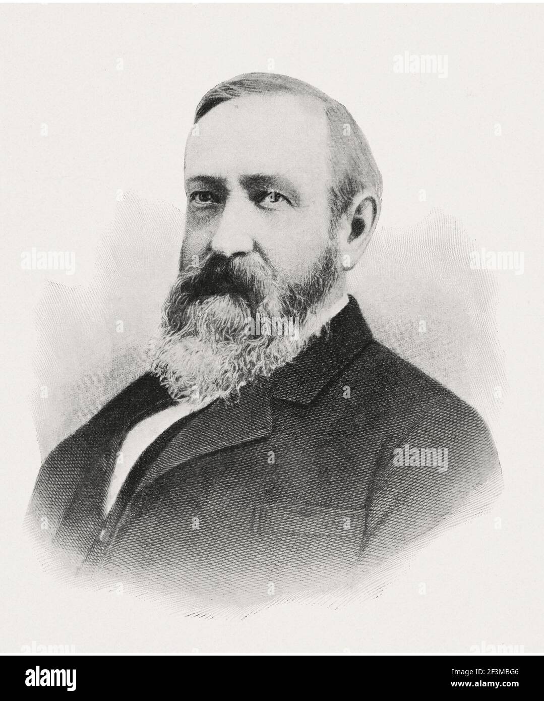 Portrait of president Benjamin Harrison. Benjamin Harrison (1833 – 1901) was an American politician and lawyer who served as the 23rd president of the Stock Photo