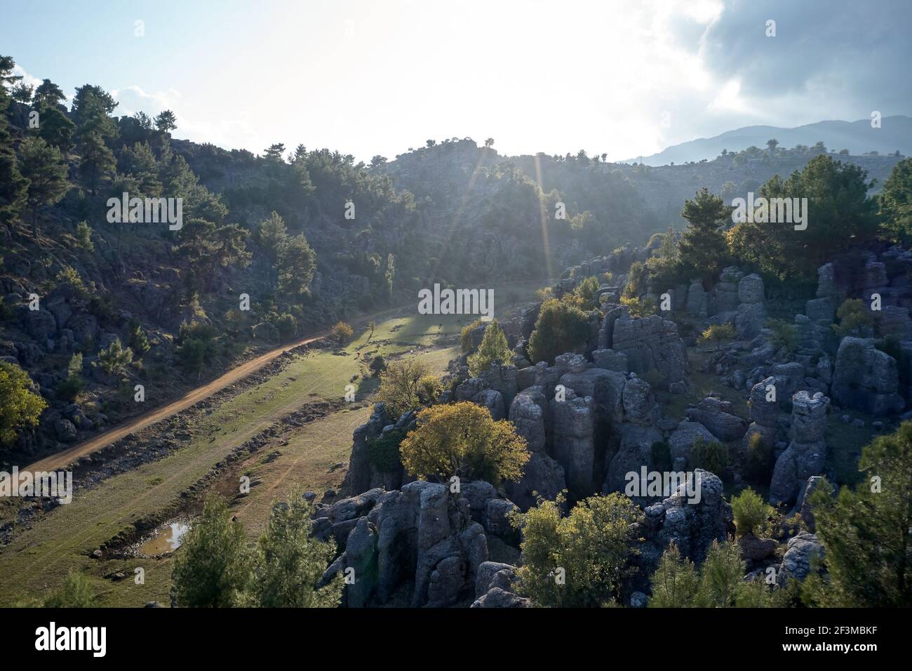 Valley S With Rounded Rocks View of valley with amazing rock formations Stock Photo - Alamy