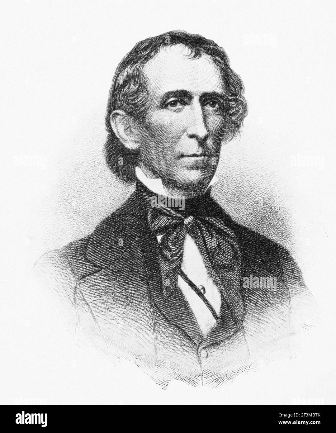 Portrait of president John Tyler. John Tyler (1790 – 1862) was the tenth president of the United States from 1841 to 1845 after briefly serving as the Stock Photo