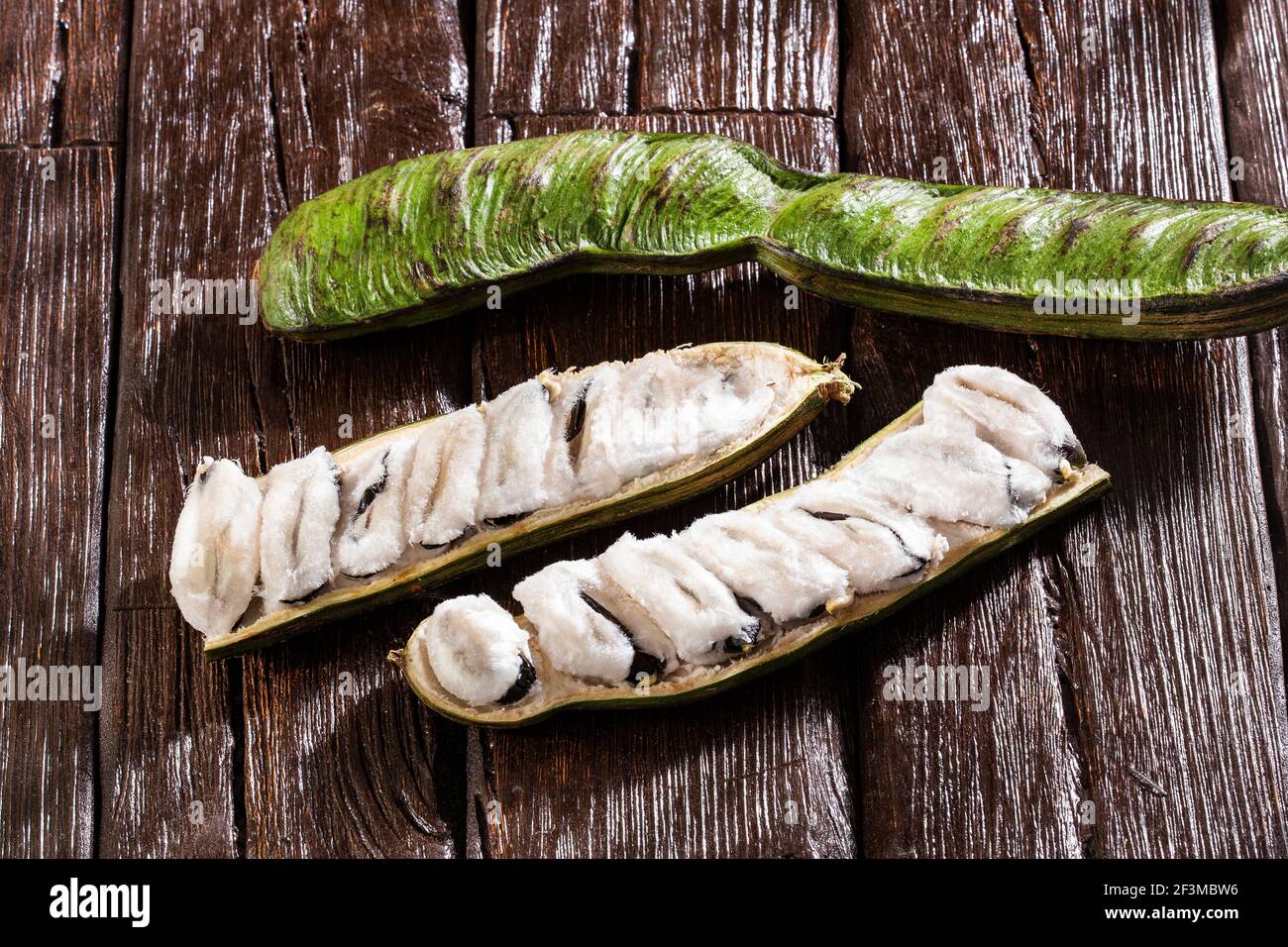 The guama tropical and exotic fruit of South America -Inga edulis Stock Photo
