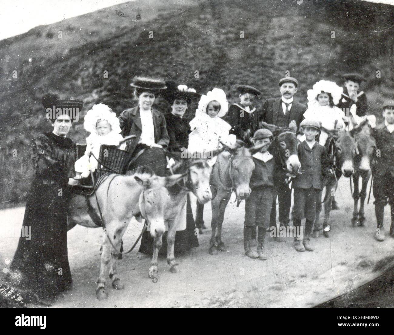 Photograph Of Mothers And Children On Donkeys In The Malvern Hills photograph-of-mothers-and-children-on-donkeys-in-the-malvern-hills