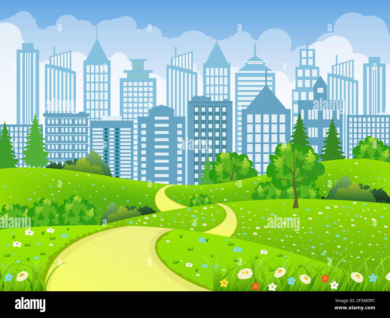 Green City Landscape with road Stock Vector Image & Art - Alamy