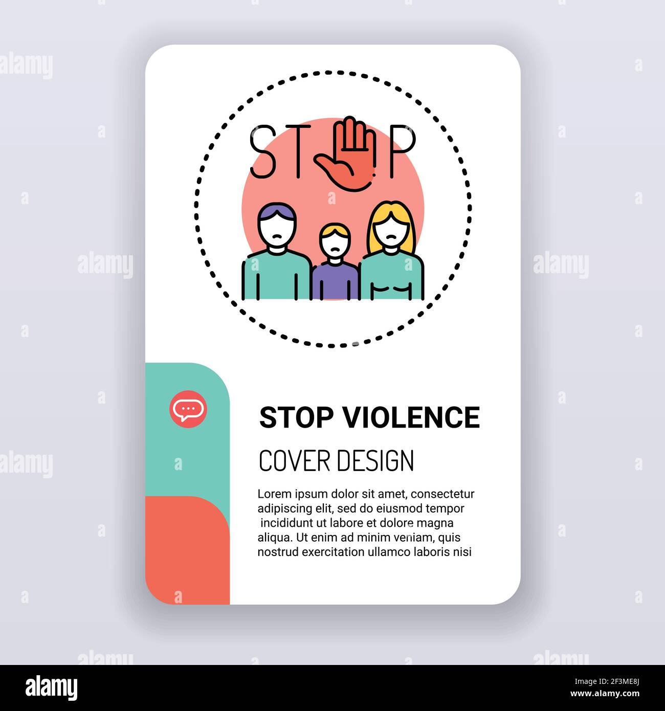 stop violence brochure template cover design family bullying print design with linear illustration cartoon character on a white background stock vector image art alamy