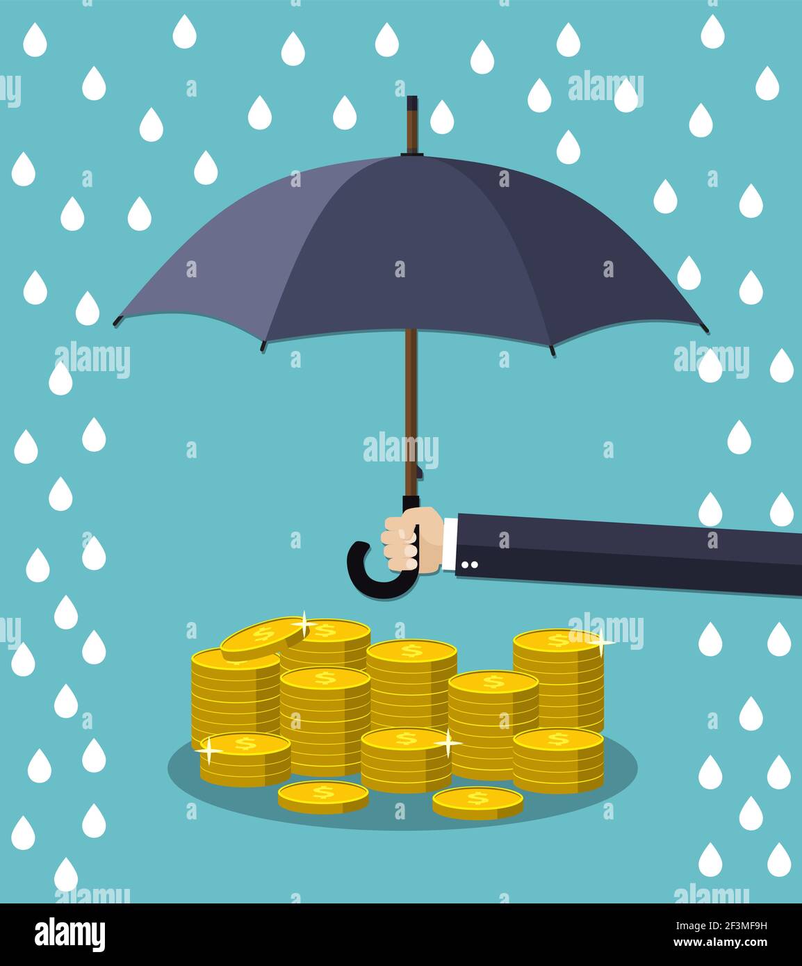 Hand holding umbrella under rain Stock Vector Image & Art Alamy