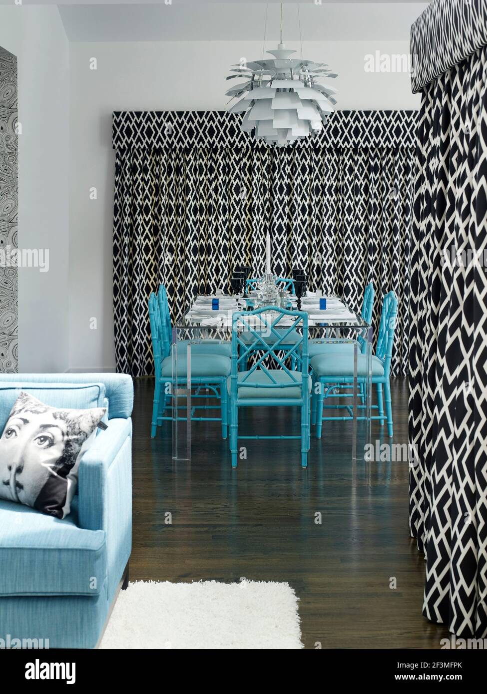 Turquoise chairs black table in hi res stock photography and images Alamy
