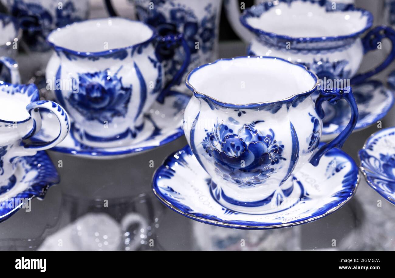 Swan Egg Cup Blue & White Porcelain Gzhel 
