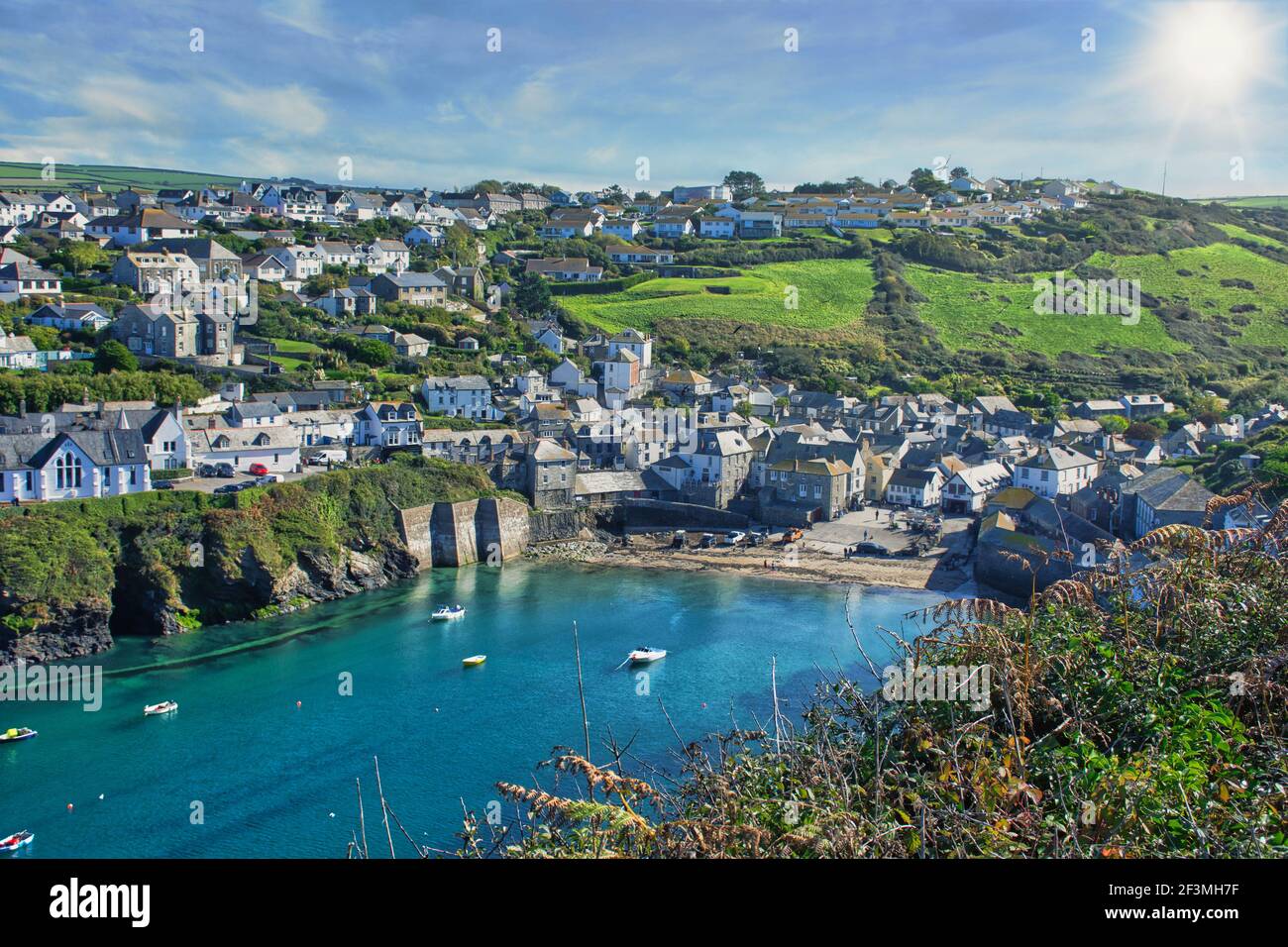 The fishing village Port Isaac has become a major tourist attraction after being featured in the ITV series 'Doc Martin' where it is known as Portwenn Stock Photo