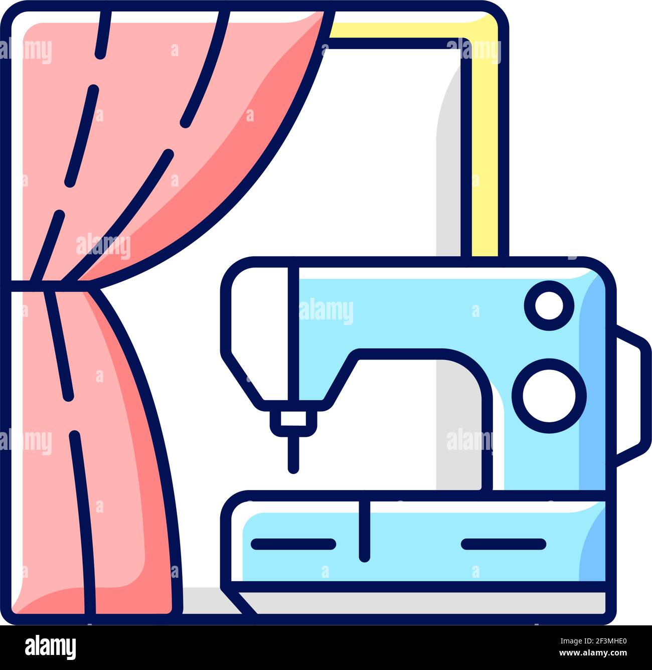 Curtain sewing and alteration RGB color icon Stock Vector