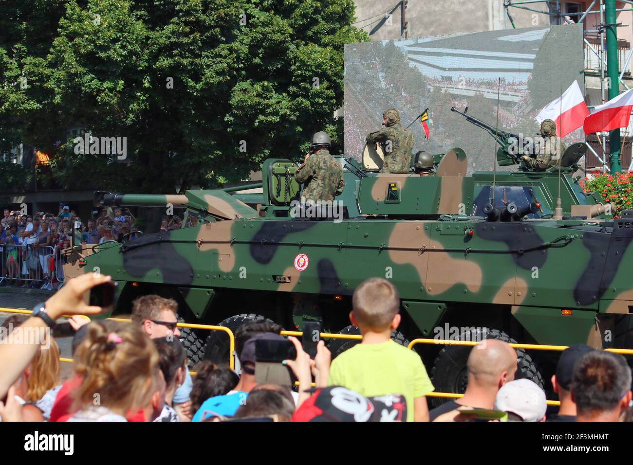 KATOWICE, POLAND - AUGUST 15, 2019: People visit the parade for Armed Forces Day in Katowice, Poland. M120 Rak (SMK 120) self-propelled mortar vehicle Stock Photo