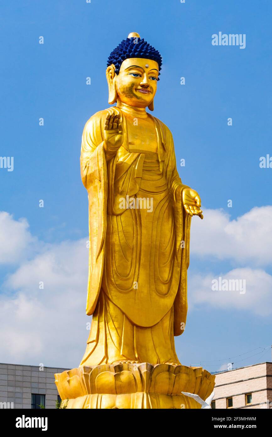 International Buddha Park is located at the foot of the Zaisan Tolgoi hill in Ulaanbaatar, Mongolia Stock Photo