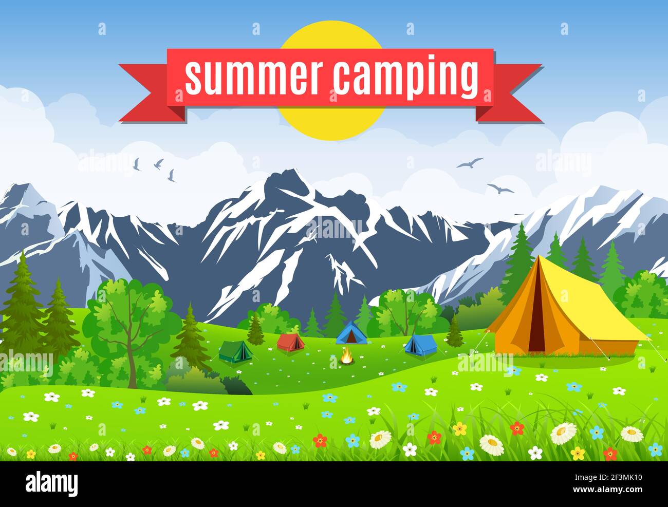 Vector flat illustration camping Stock Vector Image & Art - Alamy