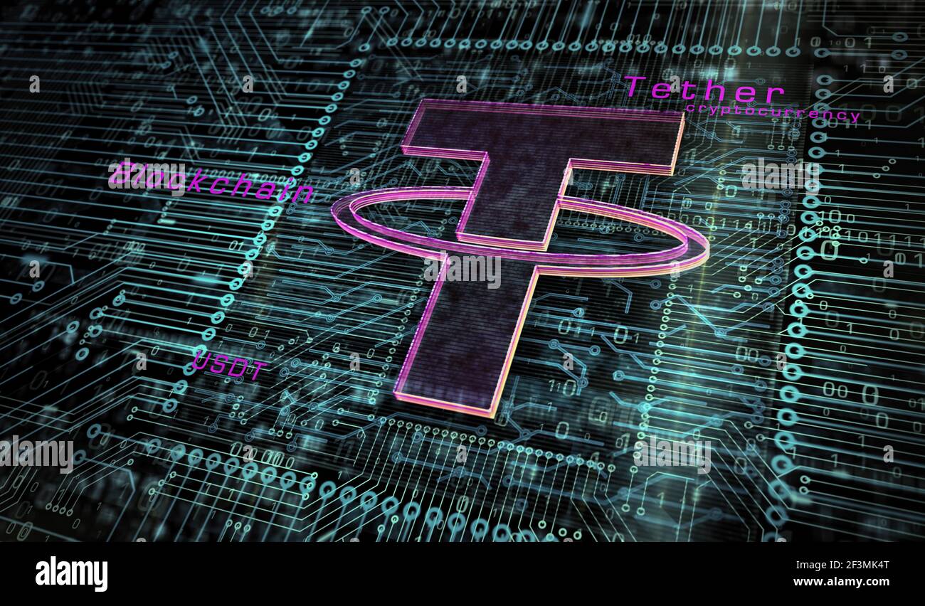 Tether symbol, USDT, cryptocurrency, cyber dollar coin, crypto currency and  mastercoin money icon. Abstract 3d symbol concept rendering illustration  Stock Photo - Alamy