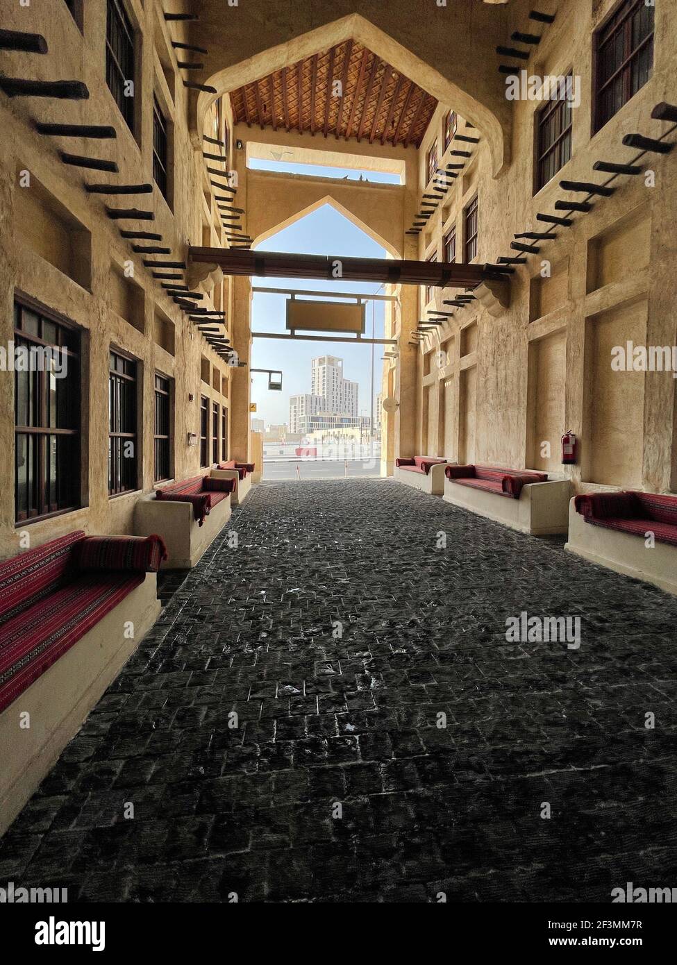 Falcon Souq Waqif time-lapse hypermaps. It is popular marketplace in Doha, Qatar. The souq is noted for selling traditional garments, spices, handicraft Stock Photo