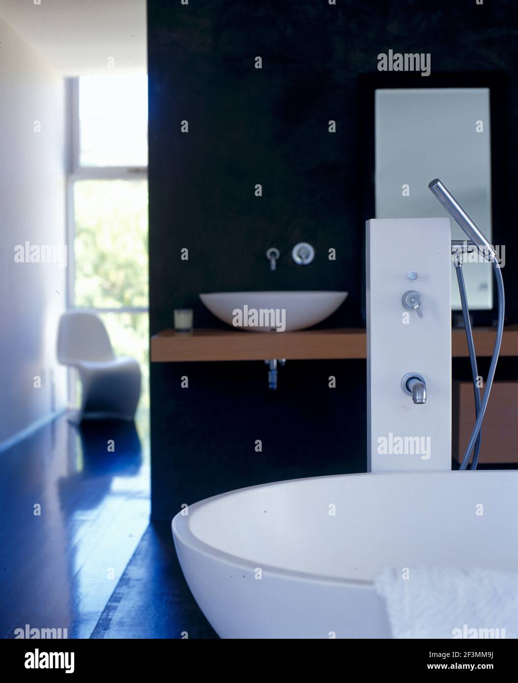 Freestanding bathtub in modern bathroom, USA Stock Photo Alamy