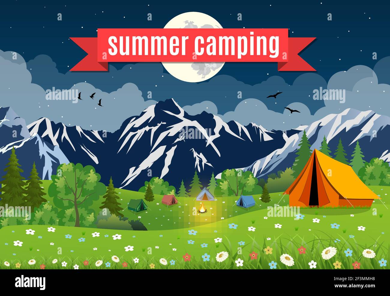 Vector flat illustration camping Stock Vector Image & Art - Alamy