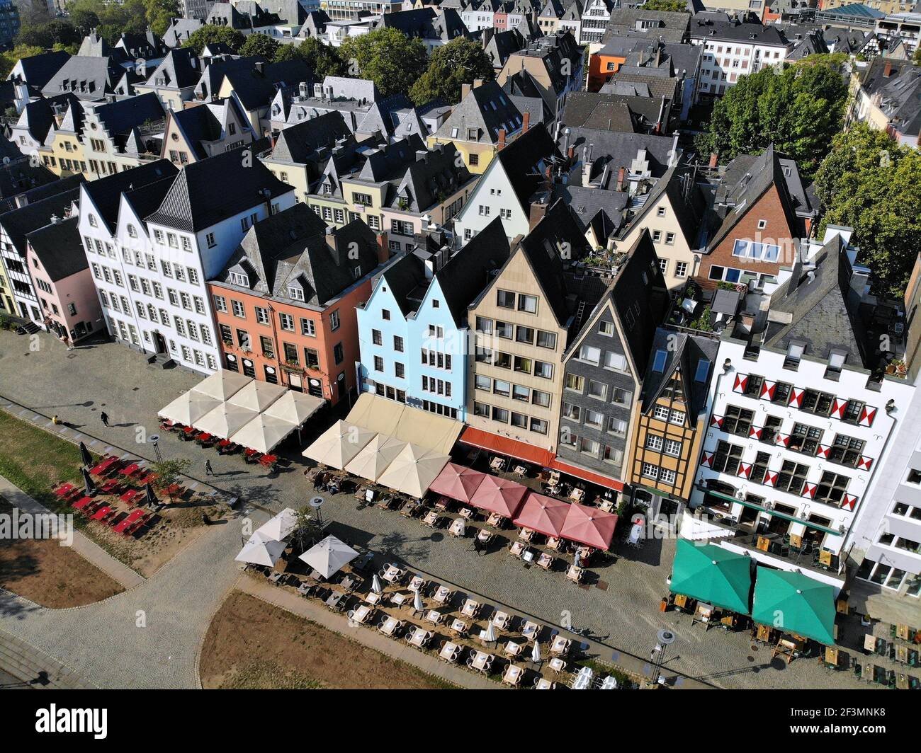 Cologne city, Germany. Colorful aerial view of Innenstadt part of Altstadt district, Cologne city. Stock Photo