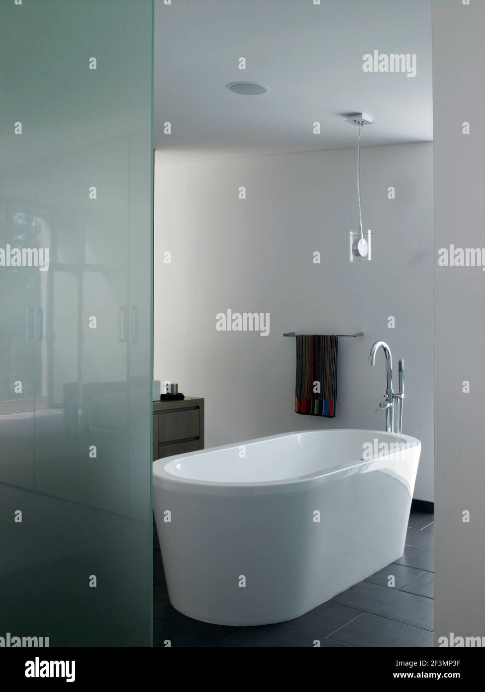 Freestanding bathtub in bathroom in Australian home Stock Photo Alamy