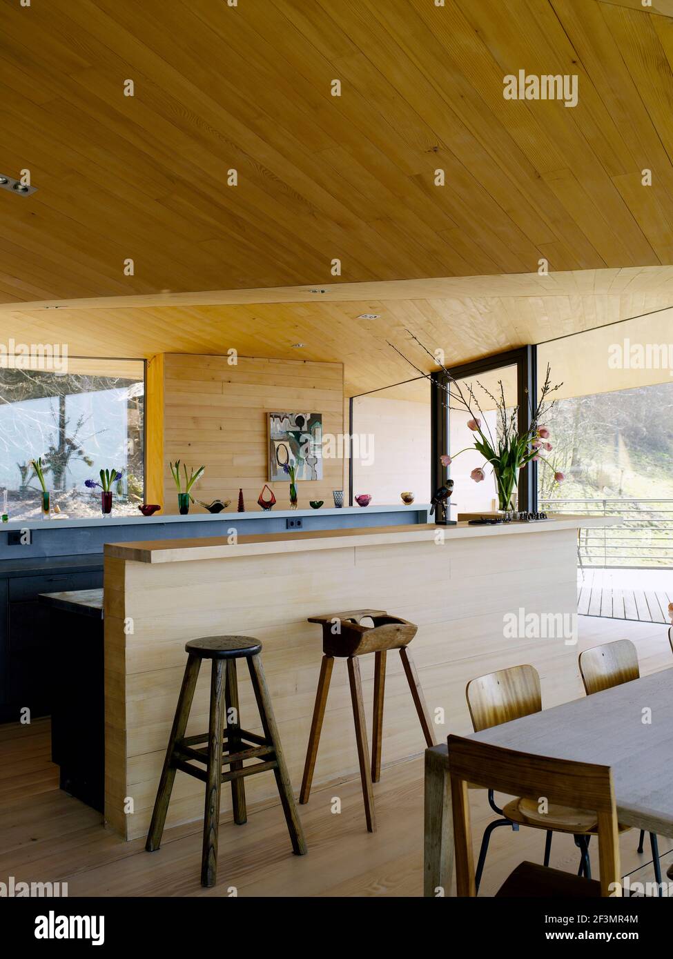 Breakfast bar in kitchen of Austrian home Stock Photo