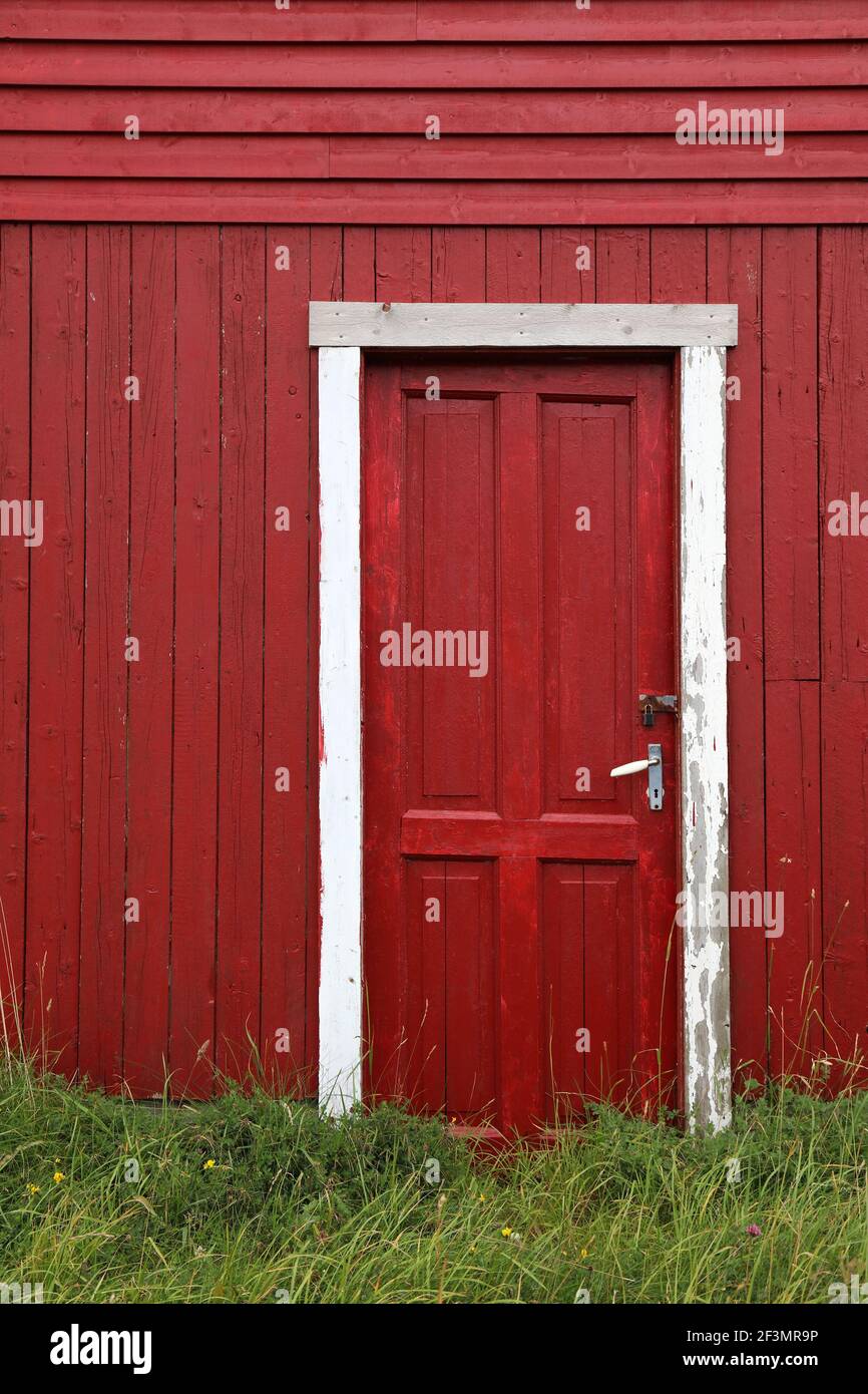 Norway falun red painted building. Falun red is a traditional rural wooden architecture painting color of Norway. Stock Photo