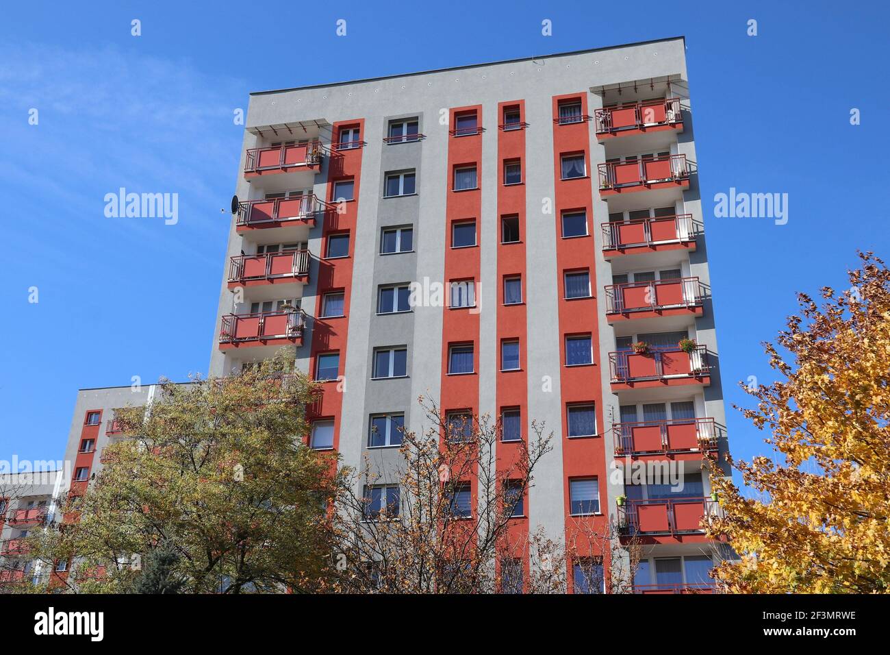 Generic apartment building in Poland. Prefabricated concrete ...