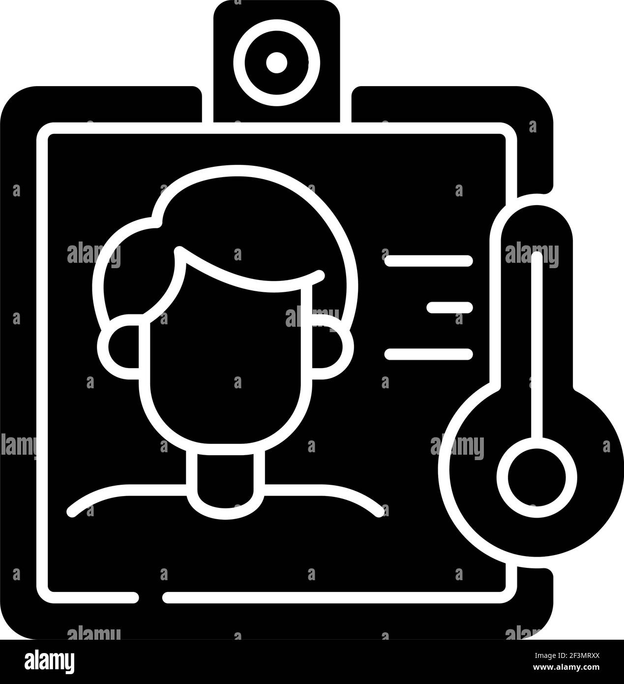 Contactless temperature screening black glyph icon Stock Vector